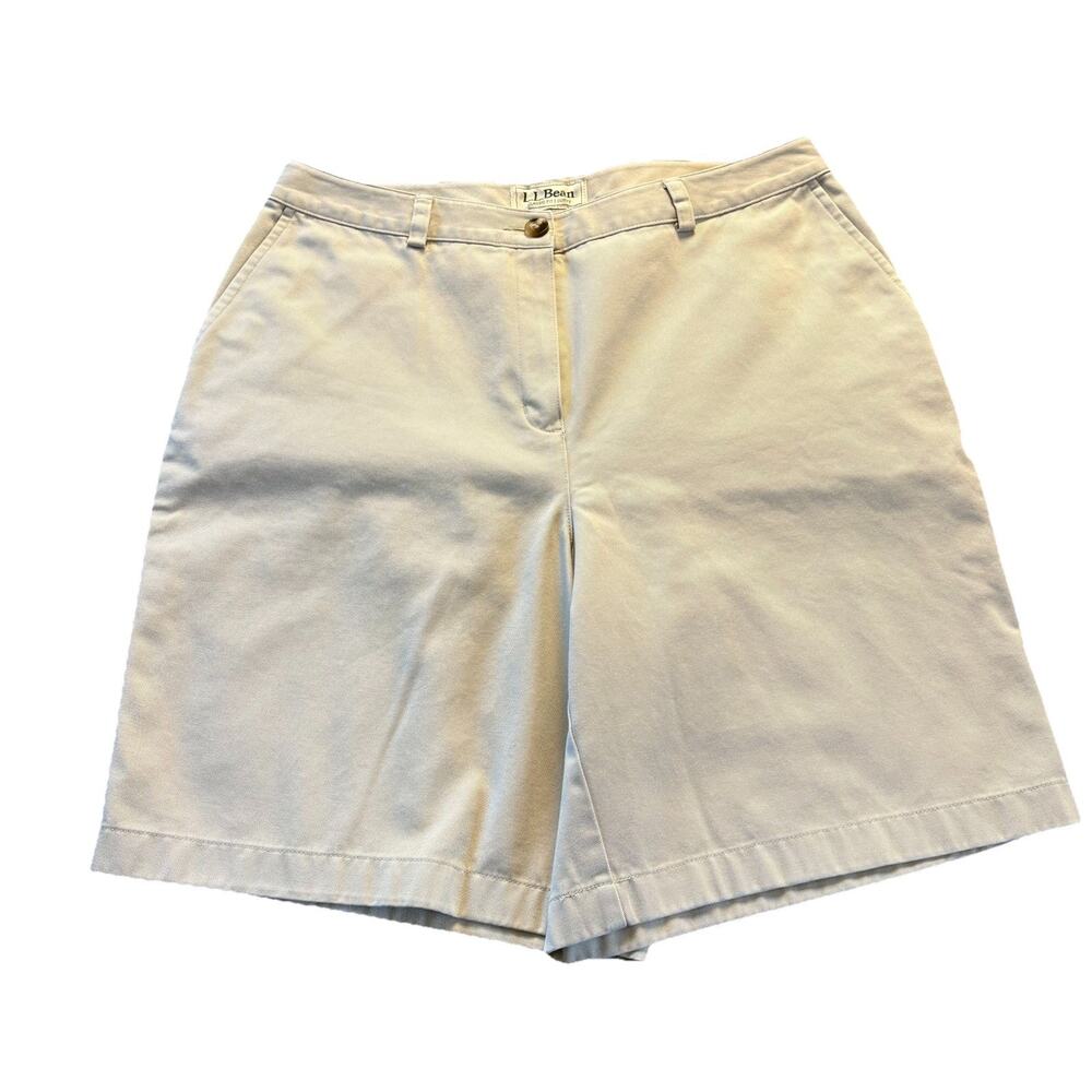 L.L. Bean Shorts Women’s Size 12 Khaki Classic Fit Curvy Pockets Cotton Casual